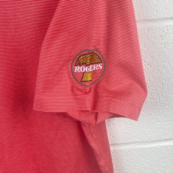 Peter Millar Polo Shirt Men Medium Peach Golf Striped Short Sleeve Cotton Rogers - Picture 6 of 12